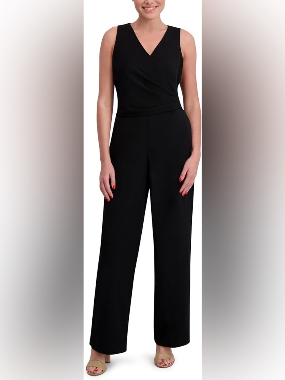 Anne Klein Black Sleeveless V-Neck Jumpsuit